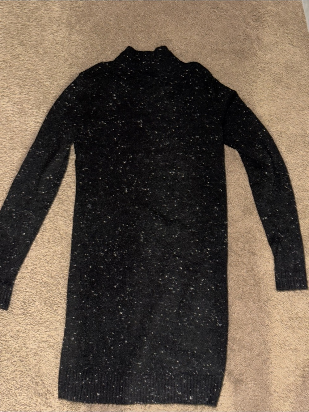 Black Speckled Long Sleeve Knit Dress